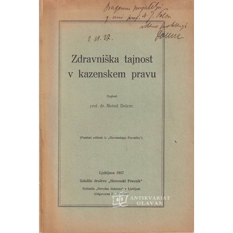 Metod Dolenc - Zdravniška tajnost v kazenskem pravu