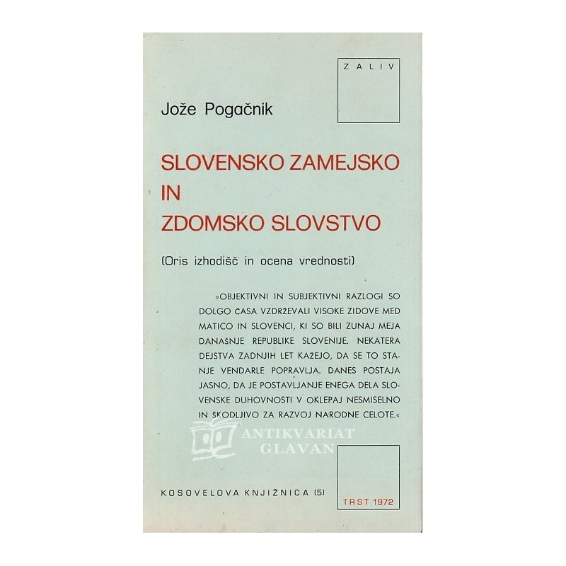 Jože Pogačnik - Slovensko zamejstvo in zdomsko slovstvo