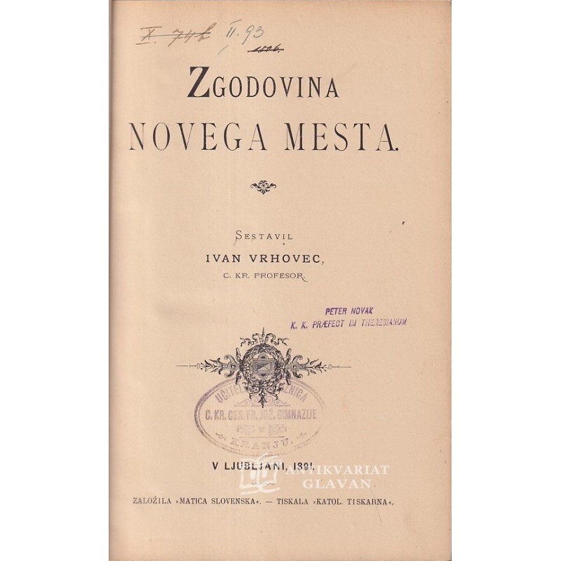 Ivan Vrhovec - Zgodovina Novega mesta
