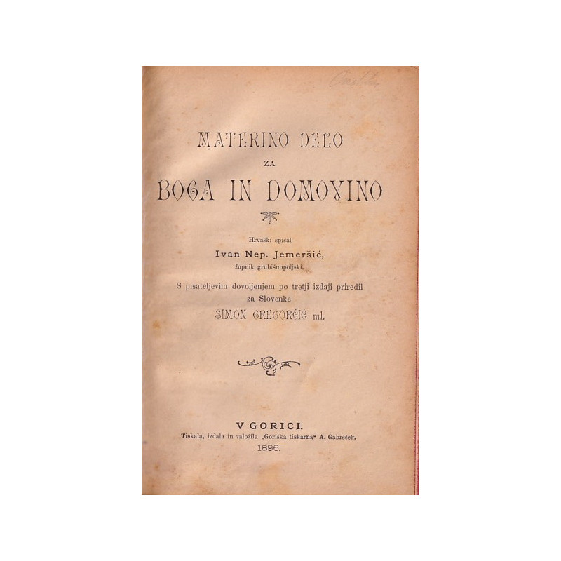 Ivan Nepomuk Jemeršić - Materino delo za Boga in domovino