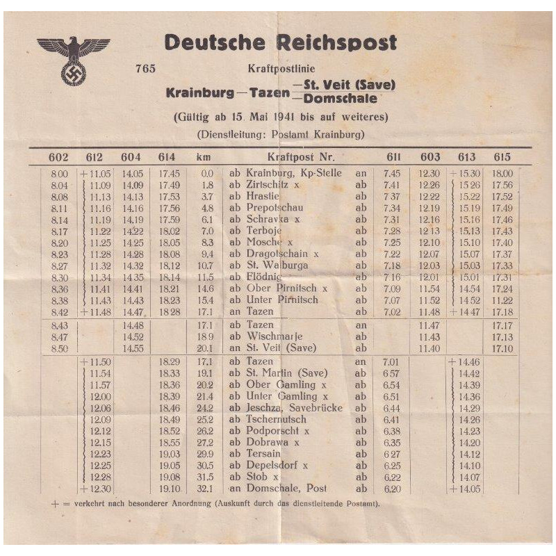 38. Deutsche Reichpost (1941) - dva vozna reda
