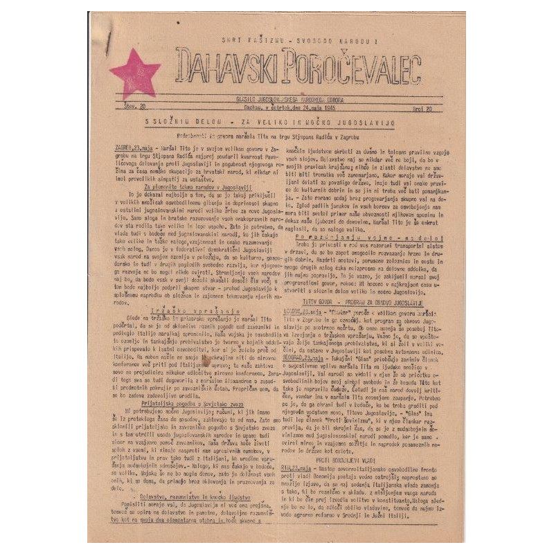 185. Dahavski poročevalec štev. 20, 24. maj 1945