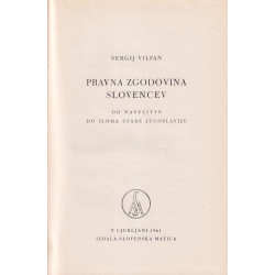Sergej Vilfan - Pravna zgodovina Slovencev