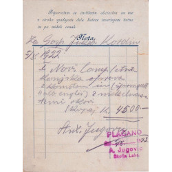 77. Anton Jugović, sedlar in tapetnik Škofja Loka - račun