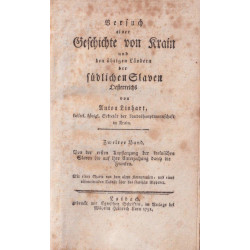94. Anton Tomaž Linhart - Versuch einer Geschichte von Krain und der übrigen südlichen Slaven Oesterreichs 1-2