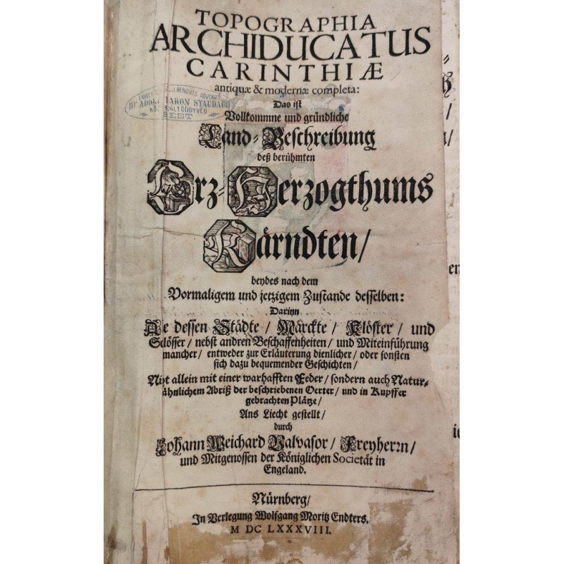 212. Janez Vajkard									 Valvasor - Topographia Archiducatus Carinthiae antiquae & modernae completa, 1688